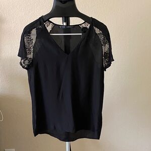 Zara Elegant Black Blouse with Lace Details